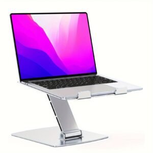 Adjustable Aluminum Laptop Stand for 10-16 Inch Laptops, Ergonomic Foldable Computer Stand, Silver or Black