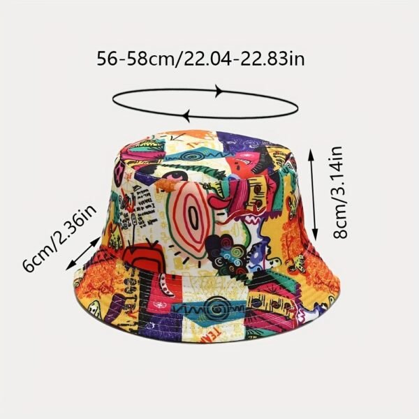 Abstract Cartoon Graffiti Bucket Hat Trend Print Casual Fisherman Cap Unisex Sunscreen Basin Hats For Women Men - Image 5