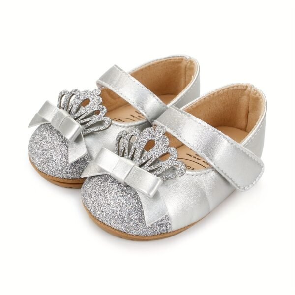 Trendy Sequin Crown Mary Jane Shoes for Baby Girls - Comfortable, Lightweight, Non-Slip, Soft Flat Sole, Elegant Design for Indoor Outdoor Party, Spring and Autumn - Breathable, Easy to Wear, Adorable Fashion Statement - Image 8