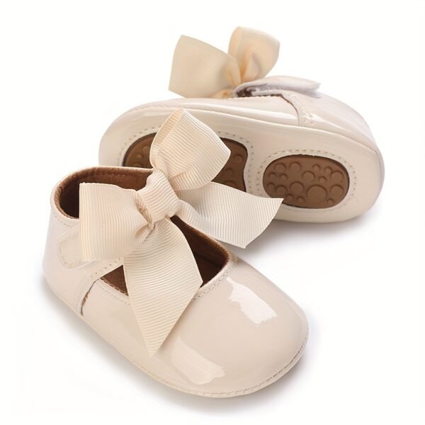Trendy Elegant Bowknot Mary Jane Shoes For Baby Girls, Comfortable Lightweight Non Slip Soft Flat Sole Shoes For Indoor Outdoor Party, Spring And Autumn - Image 4