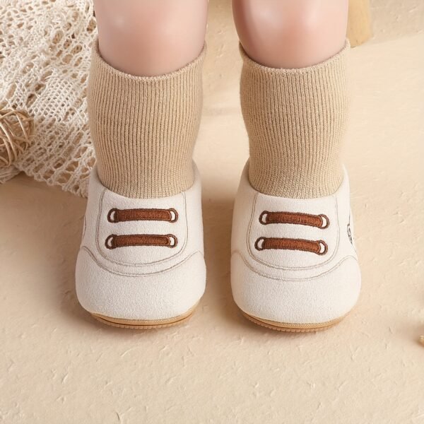 1 Pair Cozy Winter Baby Cartoon Socks with Non-Slip Sole for 0-1 Year Old Boys & Girls - Soft Fleece Lined, Mid-Calf Height, Cute Design for Daily & Casual Wear, Toddler Indoor Shoes | Snug Fit Socks | Hook-and-loop Fastener Closure Socks, Baby Socks - Image 3