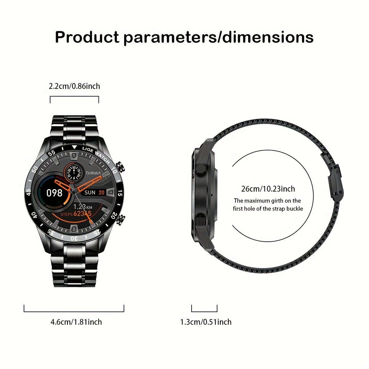 LIGE 2023 Full Circle Touch Screen Steel Band Call Man Smart Watch Waterproof Sports Activity Fitness Smartwatch For Men - Image 2