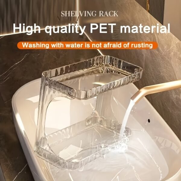 1pc Double Layer Bathroom Storage Rack, 2 Tier Bathroom Organizer for Perfumes And Makeups, Skincare, Toiletries, Modern Plastic Desktop Storage Holder for Bathroom - Image 4