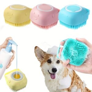 1Pcs Pet Shampoo Brush Set - Soft Silicone Massage Bristles & Built-in Storage -Dual-Sided Grooming Tool For Dogs & Cats - Dog Bath Brush, Soft Silicone Pet Shampoo Massage Dispenser Grooming Shower Brush For Short Long Haired Dogs And Cats Washing.