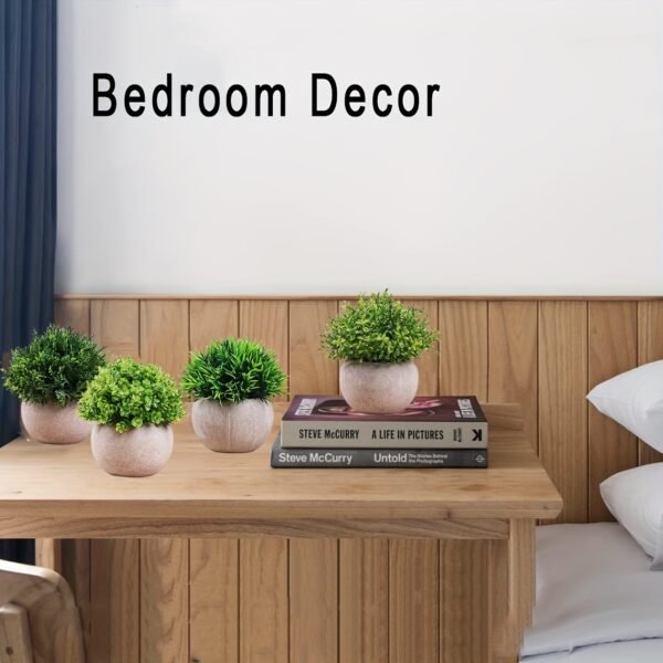 4 Pcs Artificial Fake Plants - Indoor Greenery Faux Plants for Home Office Farmhouse Living Room Wall Decor - Image 3