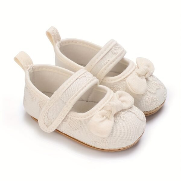 Elegant Lace Bowknot Mary Jane Shoes For Baby Girls Toddler, Breathable Anti Slip Soft Flat Sole Shoes For Indoor Outdoor Performance Party, Spring And Autumn - Image 9