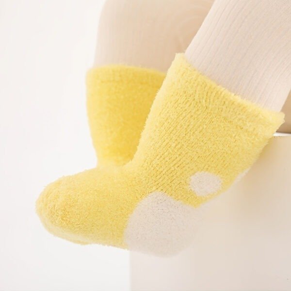 3-Pack Cozy Fleece Baby Socks with Cute Cat Paw Pattern, Polyester Knit Fabric, Knee-Length Warm Plush Socks for Infants, Animal Design, Hand Wash Only - Fall/Winter Collection - Image 6