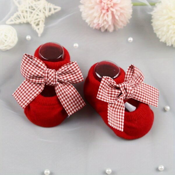 1 Pair New Red Baby Socks with Non-Slip Dots, Infant Anti-Slip Floor Socks, All-Season Knit Fabric Polyester Blend, Hand Wash Only, Suitable for 0-1 Years Old - Image 6