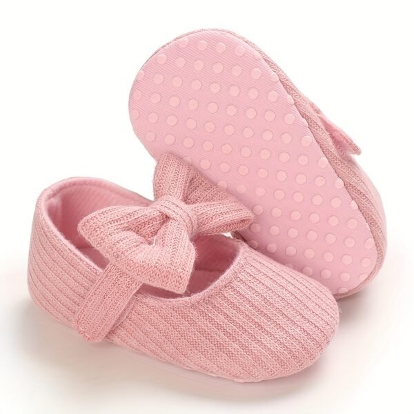Chic Embroidered Stripe Mary Jane Crib Shoes for Baby Girls - Lightweight, All-Season Comfort with Easy Hook-and-Loop Fastener - Image 7