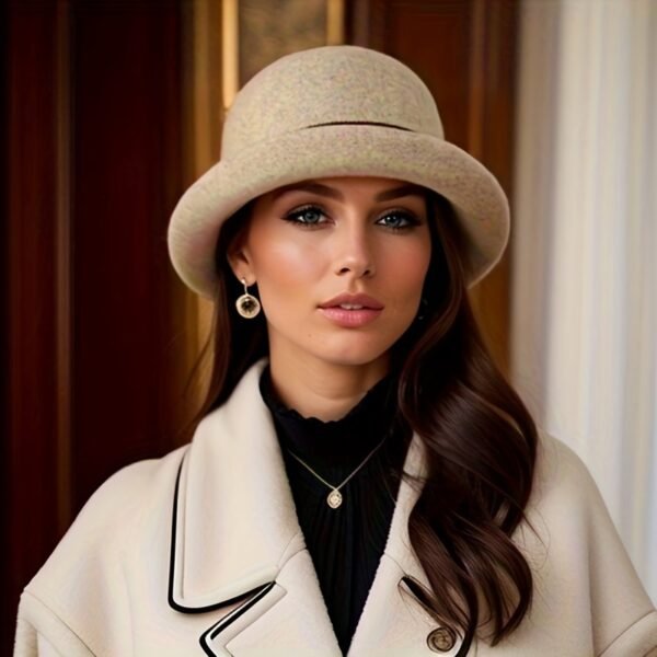Elegant Rolled Brim Wool Fedoras Classic British Style Felt Hats Vintage Foldable Cloche Hats For Women Autumn & Winter