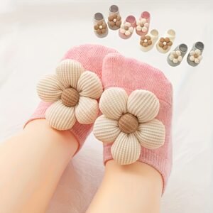 4 Pairs of Girls Socks Baby Socks Newborn Socks Baby Socks Princess Socks Boat Socks Dotted Floor Socks Suitable for 0-1 Years Old