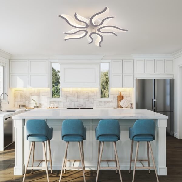 LED Ceiling Light Dimmable Modern Ceiling Lamps with Remote, Flame Shape LED Chandelier Light Fixture for Living Room Dining Room Bedroom Decorative Lamp, 3 Color/3000-6500K - Image 6