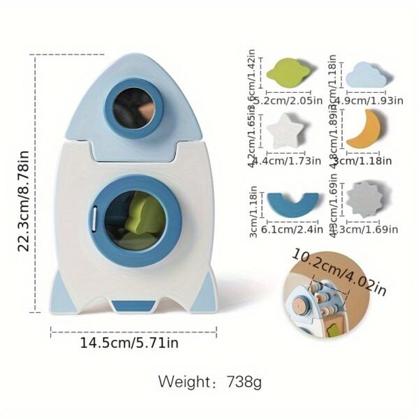 Wooden Rocket 5-in-1 Playset, Educational Early Learning Toys, Baby Toys, Promote Hand-Eye Coordination, Birthday Gift for 708.66inch+ Children, Halloween, Christmas, Thanksgiving Gifts, 4th Of July - Image 3