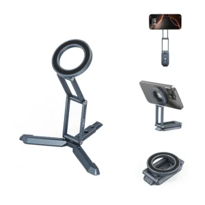 Magnetic Phone Tripod Stand for MagSafe 360° Rotation Magnetic Phone Holder Foldable Portable Car Phone Holder