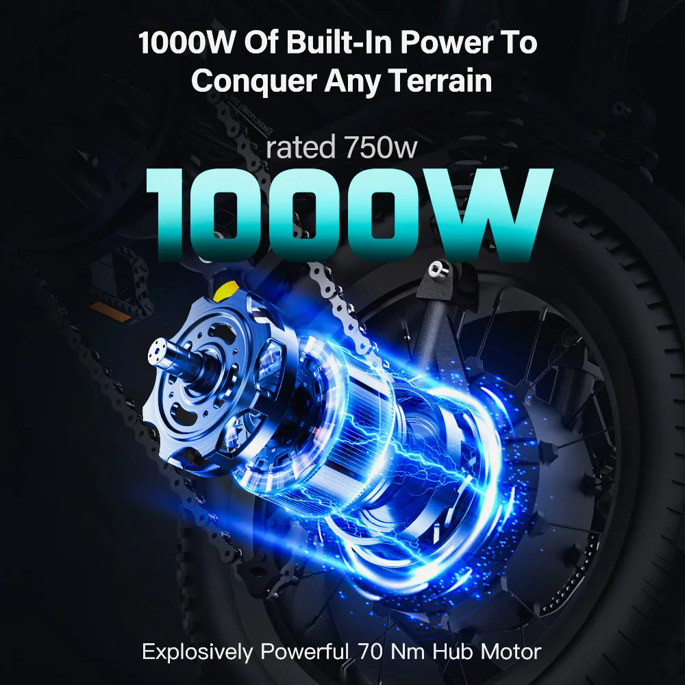 Coswheel Y16 Electric Bike 1000w Power Bike China Factory Supplies Us Eu Warehouse Fat Tire E-Bike Fatbike 25km/h Ebike - Image 2