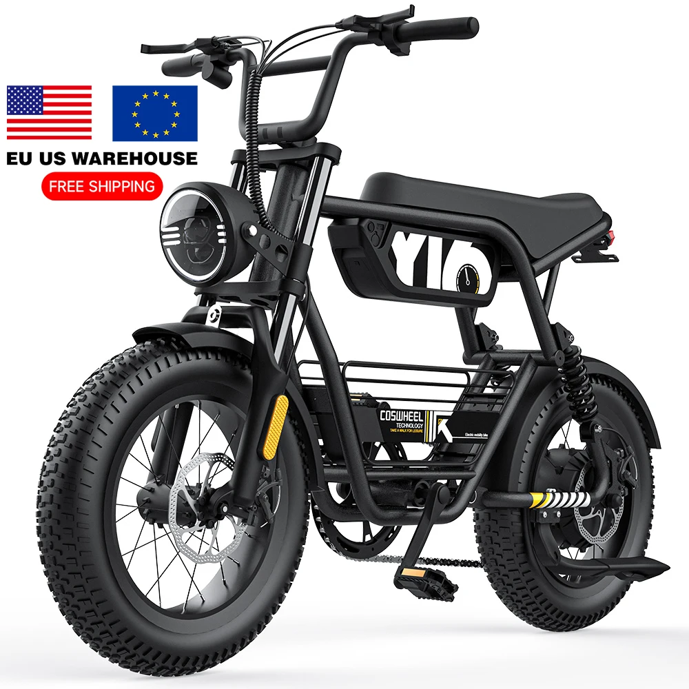 Coswheel Y16 Electric Bike 1000w Power Bike China Factory Supplies Us Eu Warehouse Fat Tire E-Bike Fatbike 25km/h Ebike